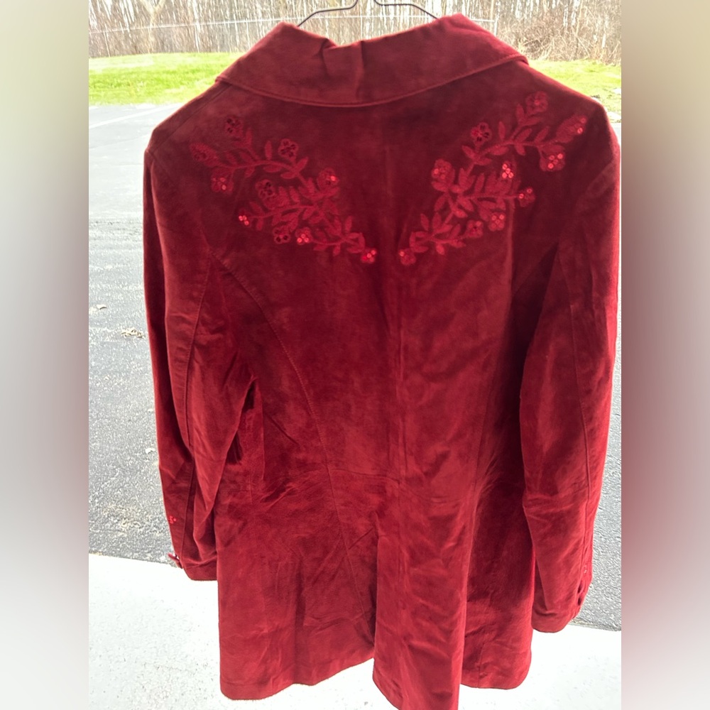 Scully Vintage Western Elegant Red Embroidered Women's Leather Jacket